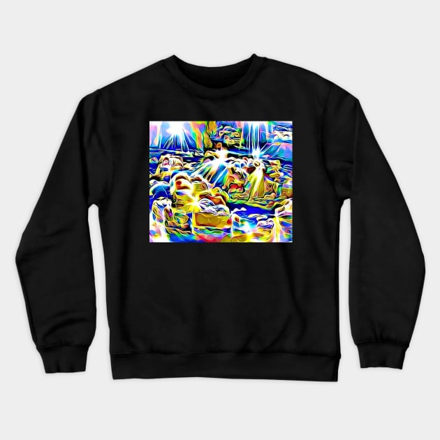 Matthew 6:10 On Earth As It Is In Heaven Art Crewneck Sweatshirt by BubbleMench